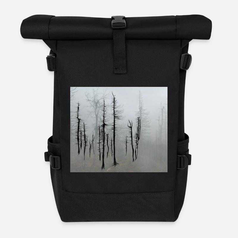 Totholzfichten_im_Nebel - Rolltop Rucksack - Schwarz