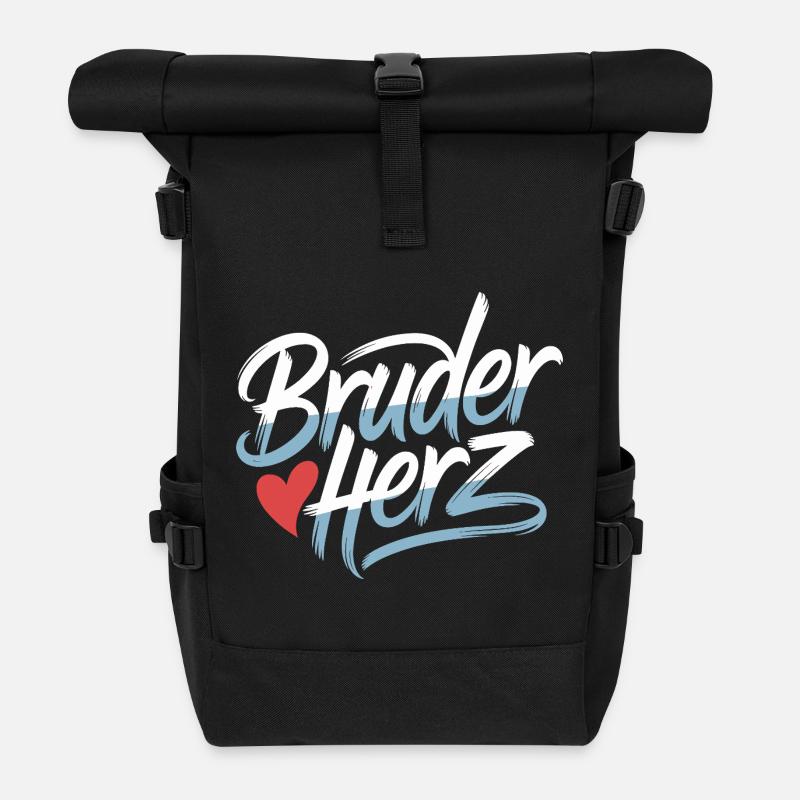 Bruderherz Brüder Großer Bro Spruch Kleiner Bruder - Rolltop Rucksack - Schwarz