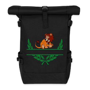 Lion Laurel Wreath with Namespace - Roll Top Backpack - black - Front