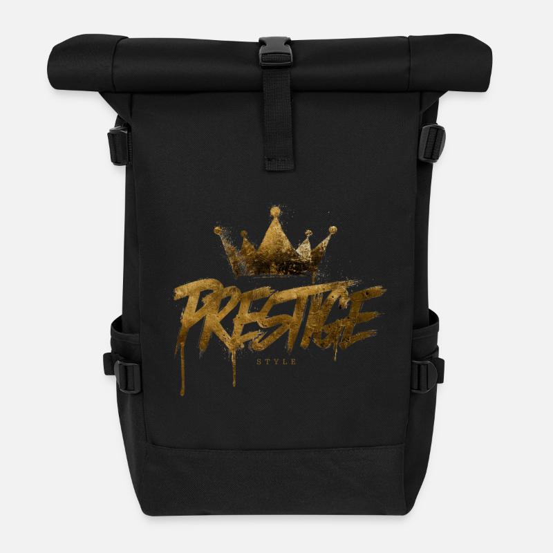 Goldene Kronenhandschrift - Rolltop Rucksack - Schwarz