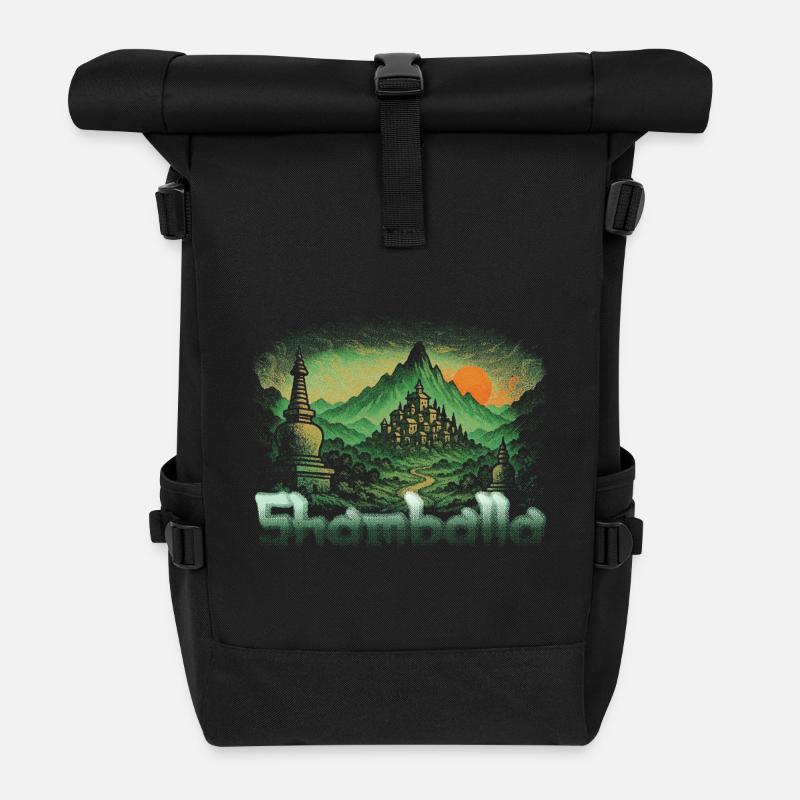 Shamballa Sunset - Roll Top Backpack - black