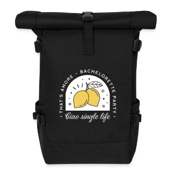 Bachelorette party Italian summer lemon theme - Roll Top Backpack - black - Front