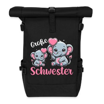 Big Sister Elephants Older Sibling - Roll Top Backpack - black - Front