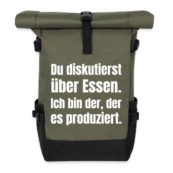 Food Discourse Typography - Roll Top Backpack - olive/black - Front