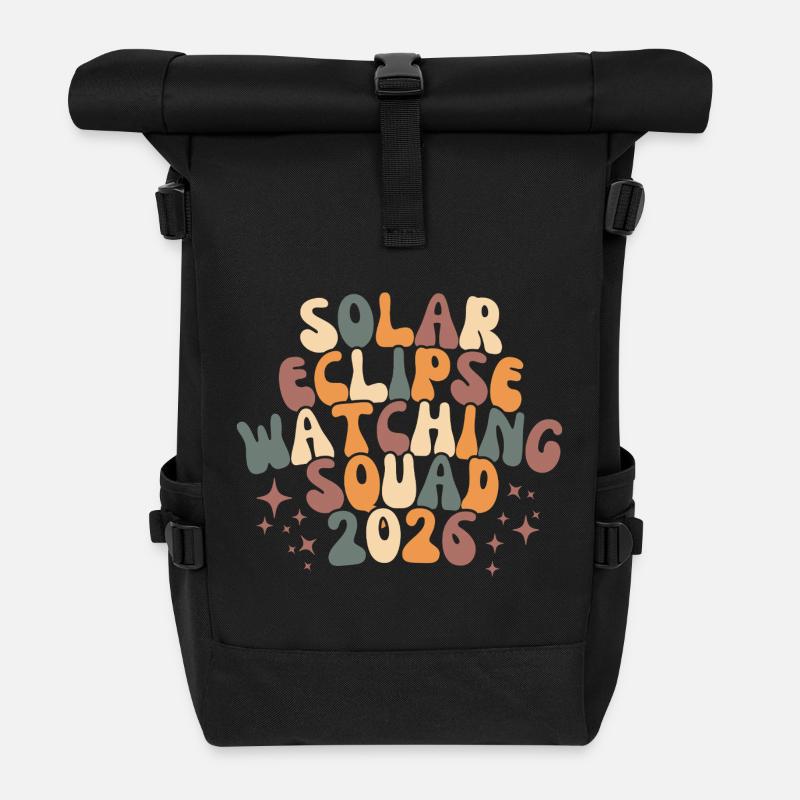 Solar Eclipse Watching Squad 2026 - Roll Top Backpack - black