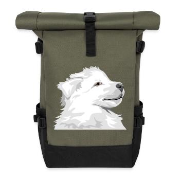 Weißer Welpe - Rolltop Rucksack - Olive/Schwarz - Vorne