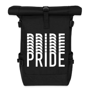 Pride-Typografie in Farbclustern - Rolltop Rucksack - Schwarz - Vorne