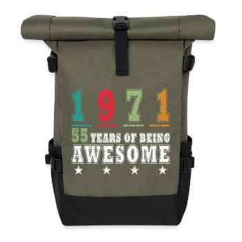 Vintage 1971 Born Birthday Retro - Roll Top Backpack - olive/black - Front