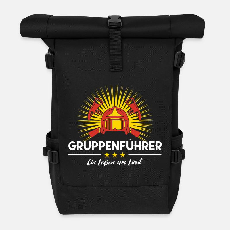 Gruppenführer Feuerwehr FFW Feuerwehrmann  - Rolltop Rucksack - Schwarz