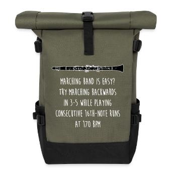 Rückwärts-Kadenz-Marsch-Tee - Rolltop Rucksack - Olive/Schwarz - Vorne