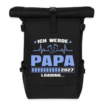 Ich werde Papa 2027 – Werdender Vater - Rolltop Rucksack - Schwarz - Vorne