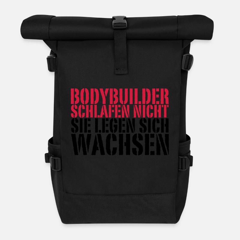 Bodybuilder schlafen nicht, sie legen sich wachsen - Rolltop Rucksack - Schwarz