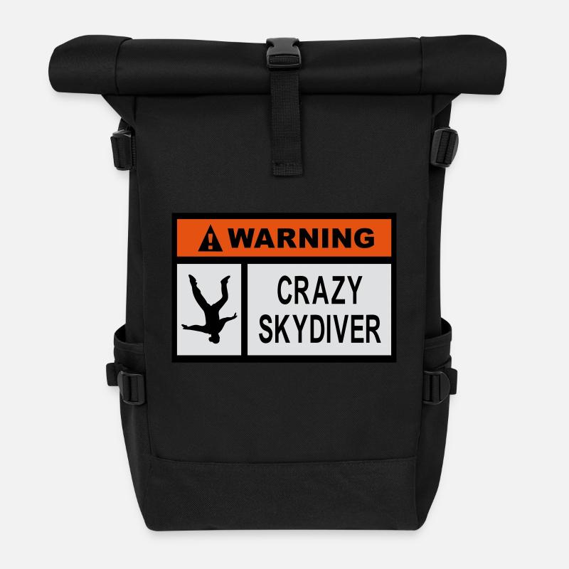 Avertissement fou Parachutiste - Sac à dos roll top - noir
