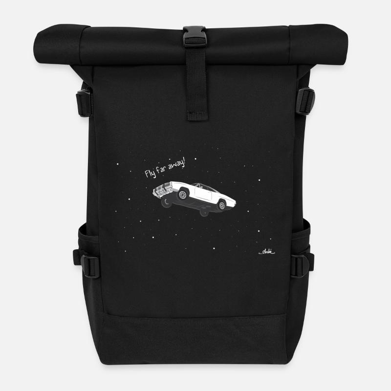 flying car - Roll Top Backpack - black
