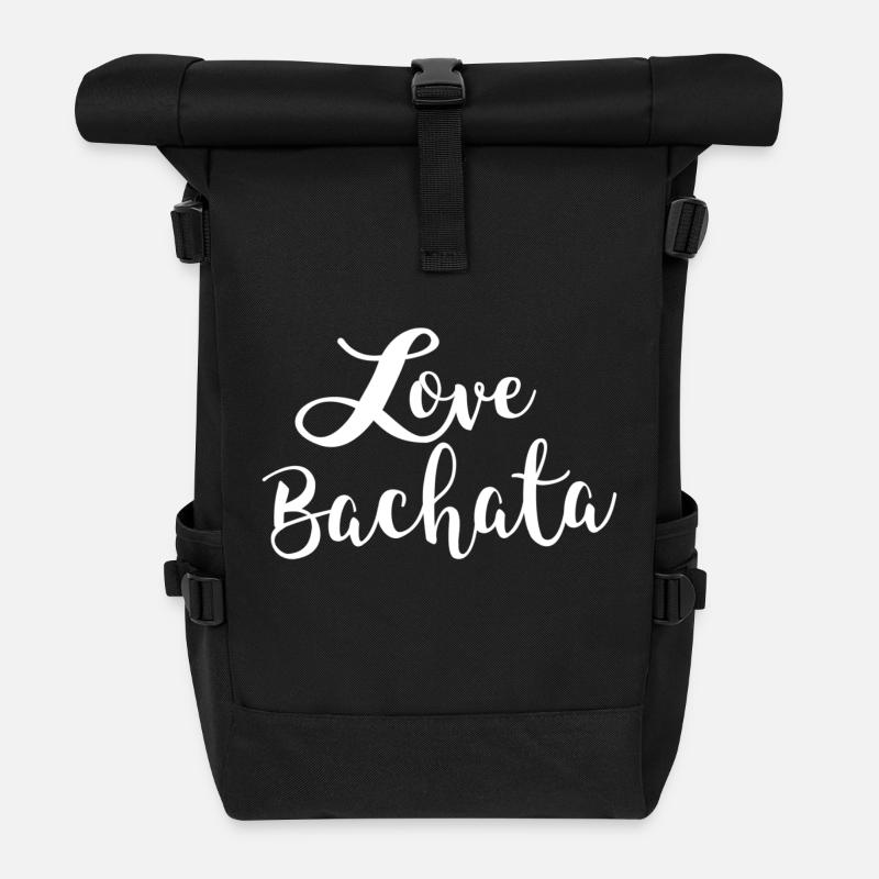 L'amour Bachata blanc -Bachata Danse shirt - Sac à dos roll top - noir