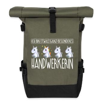 HANDWERKERIN - Toll - Rolltop Rucksack - Olive/Schwarz - Vorne
