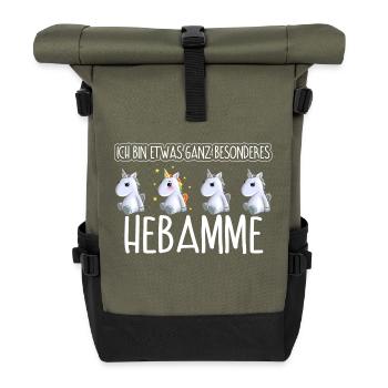 HEBAMME - Toll - Rolltop Rucksack - Olive/Schwarz - Vorne