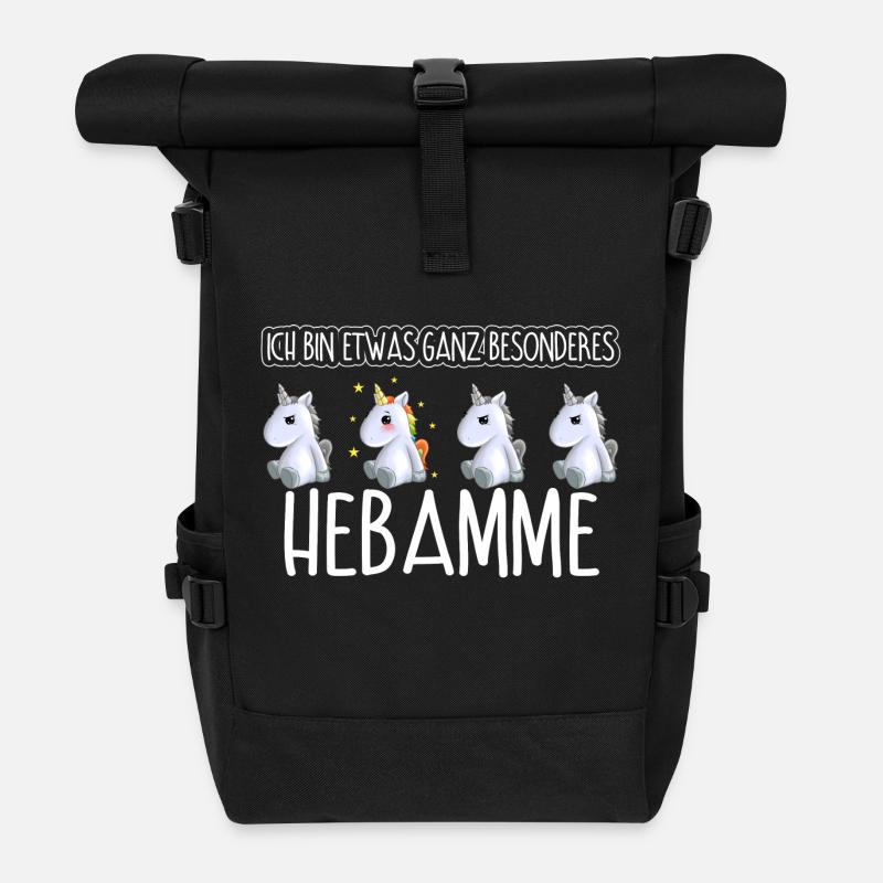 HEBAMME - Toll - Rolltop Rucksack - Schwarz