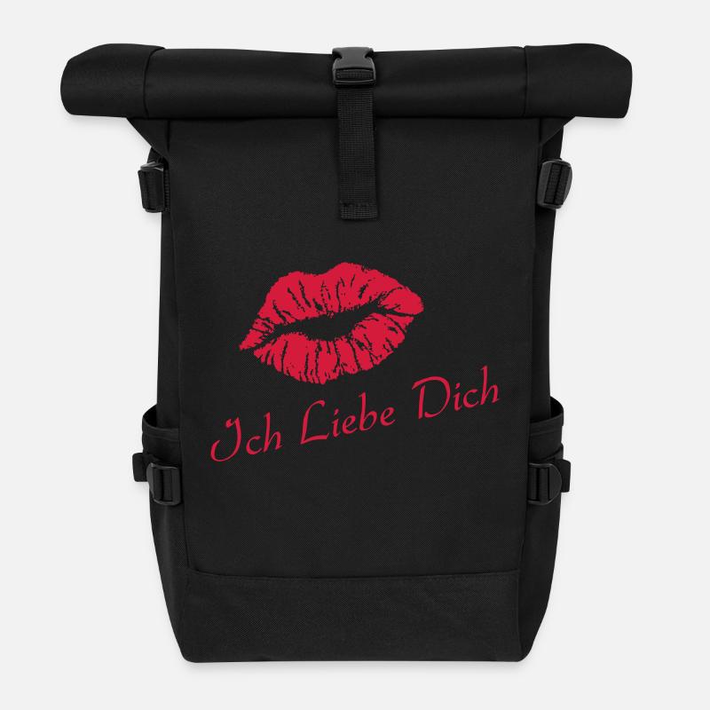 I love you - Roll Top Backpack - black