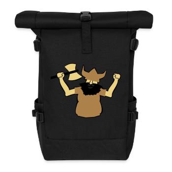 Viking Man Gift Strong Axe Beard Idea Earlier - Roll Top Backpack - black - Front