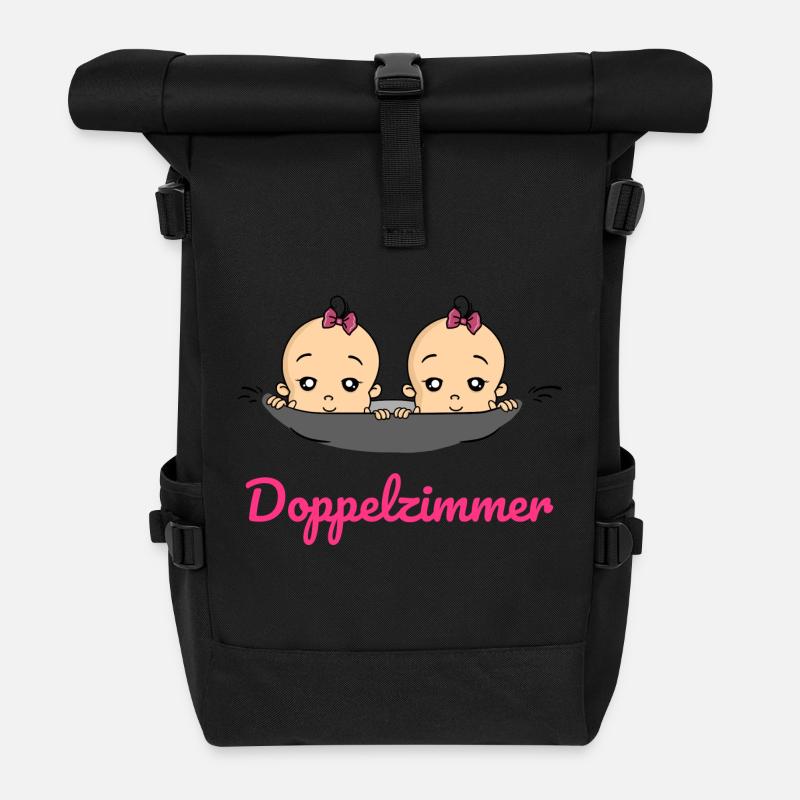 Doppelzimmer Baby Zwillinge Schwangerschaft - Rolltop Rucksack - Schwarz