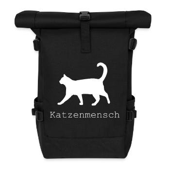 Katzenmensch T-Shirt Katze geschenk - Rolltop Rucksack - Schwarz - Vorne