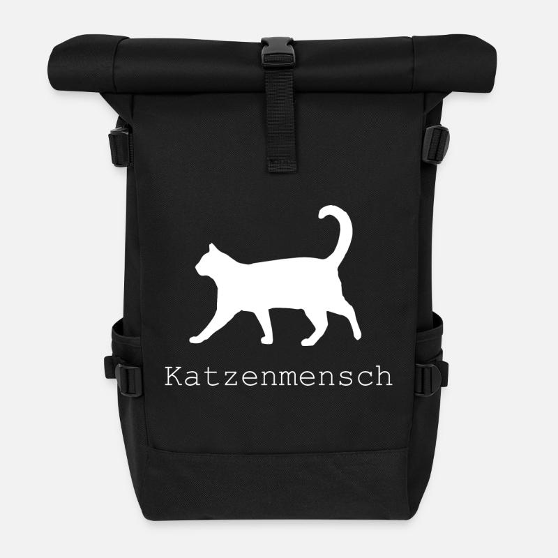 Katzenmensch T-Shirt Katze geschenk - Rolltop Rucksack - Schwarz