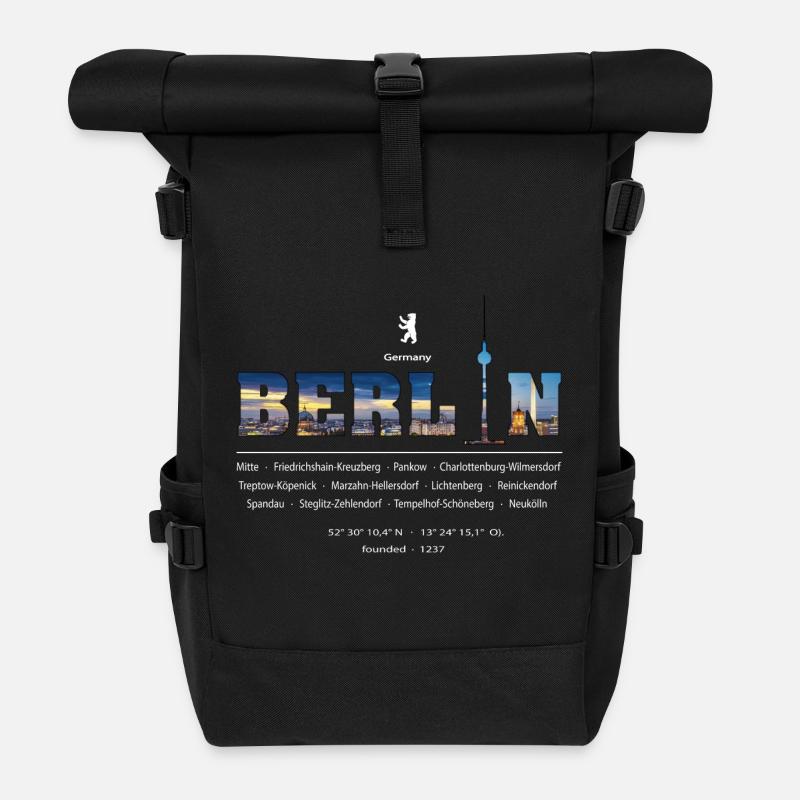 Berlin - Rolltop Rucksack - Schwarz