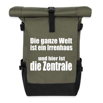 Irrenhauszentrale - Rolltop Rucksack - Olive/Schwarz - Vorne