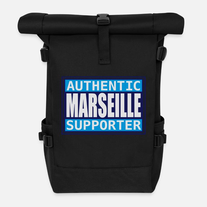 Authentic Marseille Fan - Rolltop Rucksack - Schwarz