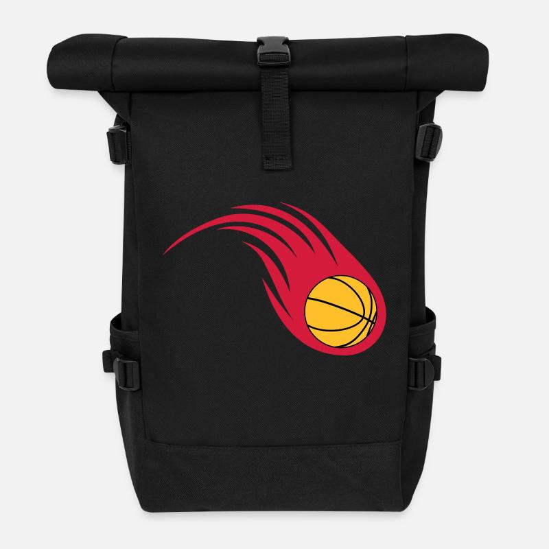 Basketball Feuerball - Rolltop Rucksack - Schwarz