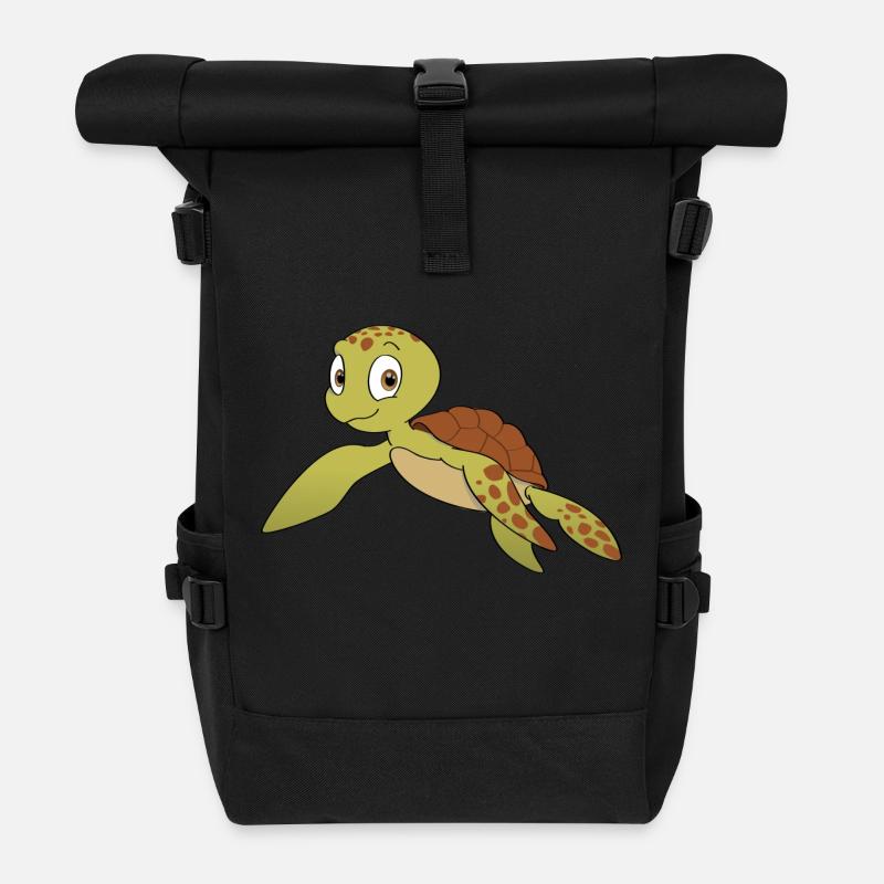 Baby Schildkröte - Rolltop Rucksack - Schwarz