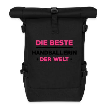 Handball Handballer Handballspieler Handballerin - Rolltop Rucksack - Schwarz - Vorne
