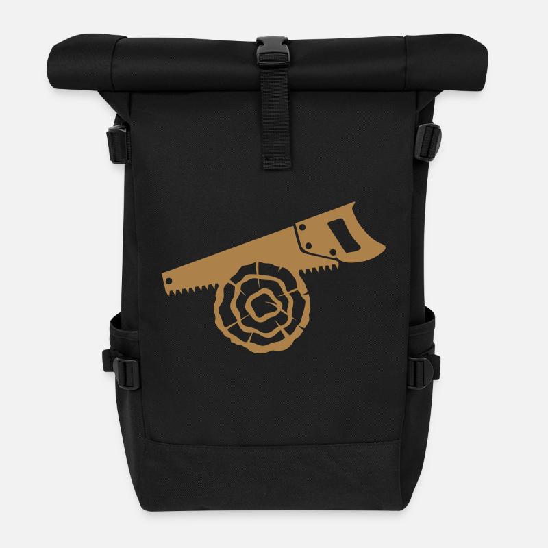 Säge Holz Log Zweig - Rolltop Rucksack - Schwarz