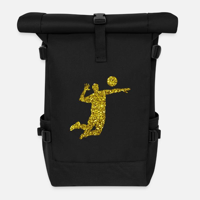 Gold Volleyball - Rolltop Rucksack - Schwarz