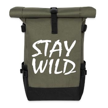 Stay wild - Roll Top Backpack - olive/black - Front