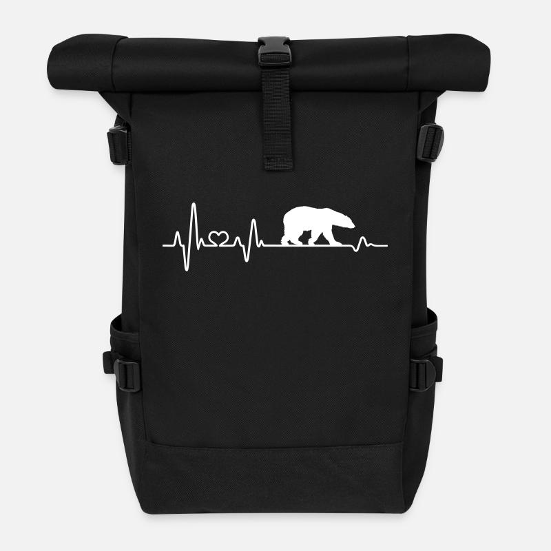 Herzschlag Eisbär Bär EKG Nordpol Eis Klimawandel - Rolltop Rucksack - Schwarz
