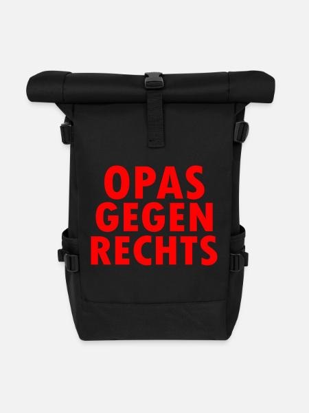 Opas gegen rechts - Rolltop Rucksack - Schwarz