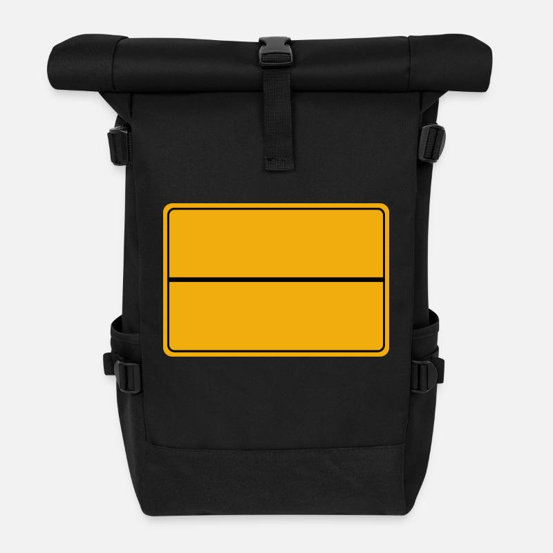 Ortsende Schild Ortschild Deutschland - Rolltop Rucksack - Schwarz