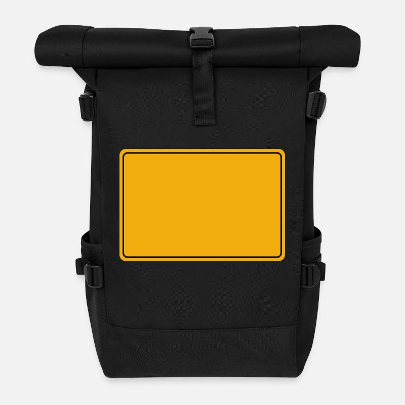 Ortsschild Deutschland blanko Vorlage - Rolltop Rucksack - Schwarz