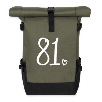 Süße Nummer 81, 81 Jahre alt, 81. Geburtstag Geschenk - Rolltop Rucksack - Olive/Schwarz - Vorne
