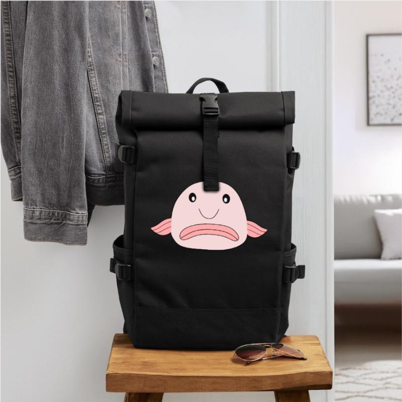 Blobfish fish comic ugly fish Roll Top Backpack