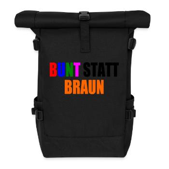 bunt statt braun - Rolltop Rucksack - Schwarz - Vorne
