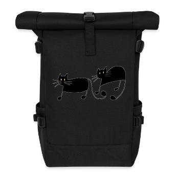 Katzen - Rolltop Rucksack - Schwarz - Vorne