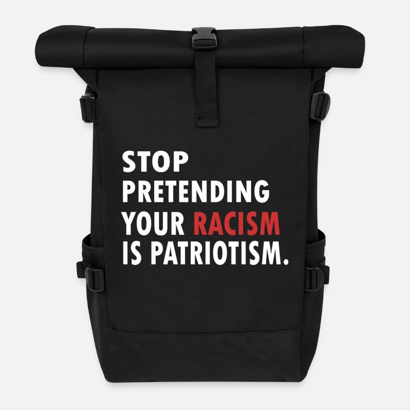 STOP Rassismus Patriotist - Rolltop Rucksack - Schwarz