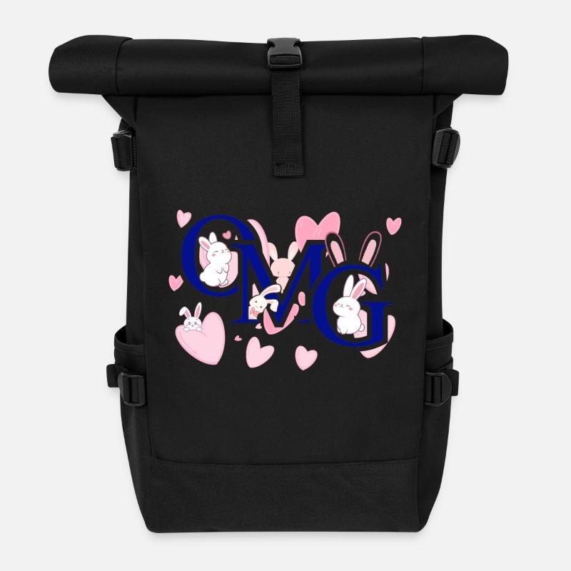 Omg rose - Sac à dos roll top - noir