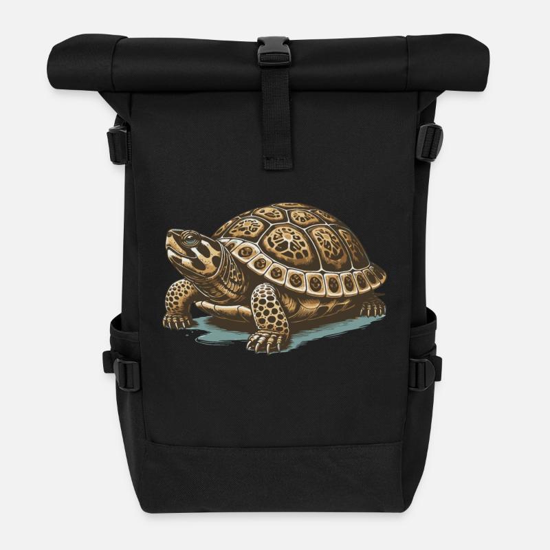 Schildkröte - Rolltop Rucksack - Schwarz