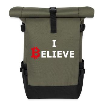 Bitcoin rot-weiss - Rolltop Rucksack - Olive/Schwarz - Vorne