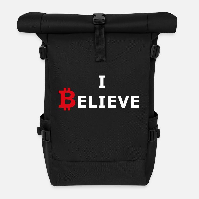 Bitcoin rot-weiss - Rolltop Rucksack - Schwarz