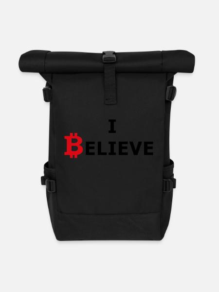 Bitcoin rot-schwarz - Rolltop Rucksack - Schwarz